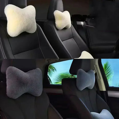 Cojín de Cuello y Lumbar de Felpa para Coche | Almohada Universal de Asiento con Soporte y Calidez Invernal