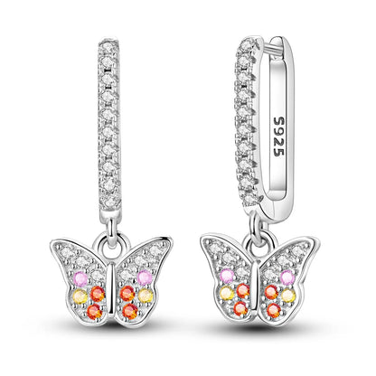 Aretes Primavera Plata 925 | Abeja, Flor y Mariposa | Aros Dobles Mujer