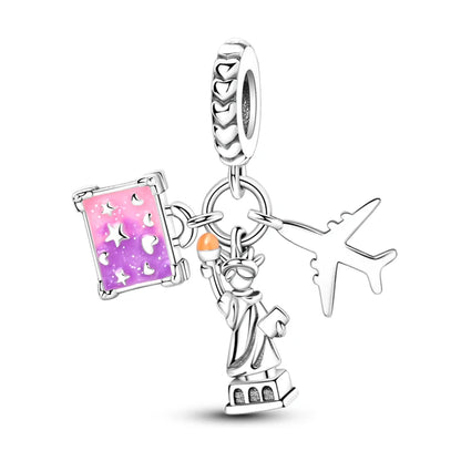 Charm de Plata S925 Hamster, Terrier y Princesa – Abalorios Brillantes para Pulseras Originales 3mm
