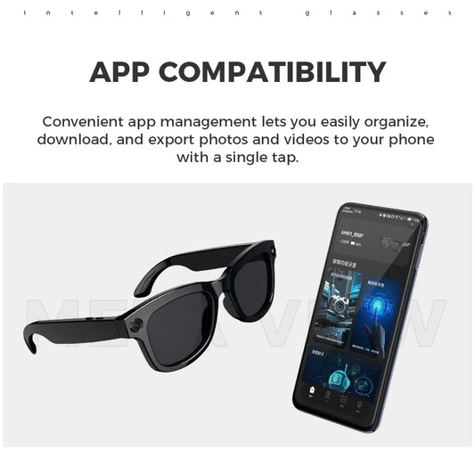 Gafas inteligentes con cámara integrada – Foto, video, traducción AI en 100+ idiomas, batería 250mAh, Bluetooth, resistentes al agua