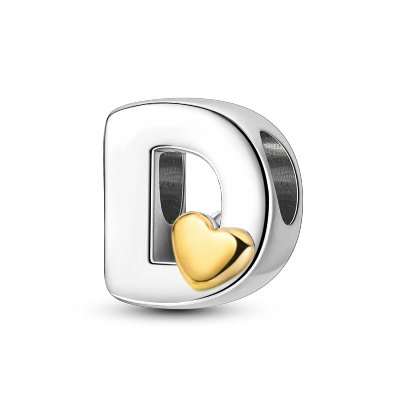 Charm letras alfabeto inglés de plata 925 – Colgante inicial A-Z para pulsera tipo Pandora, joyería DIY personalizada