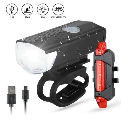Set Luces Bicicleta USB Recargables – Luz Delantera y Trasera LED, 4 Modos, MTB y Carretera