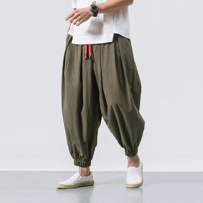 Pantalones Harem Hombre 2025 | Lino Suelto Oversize Estilo Chino Casual