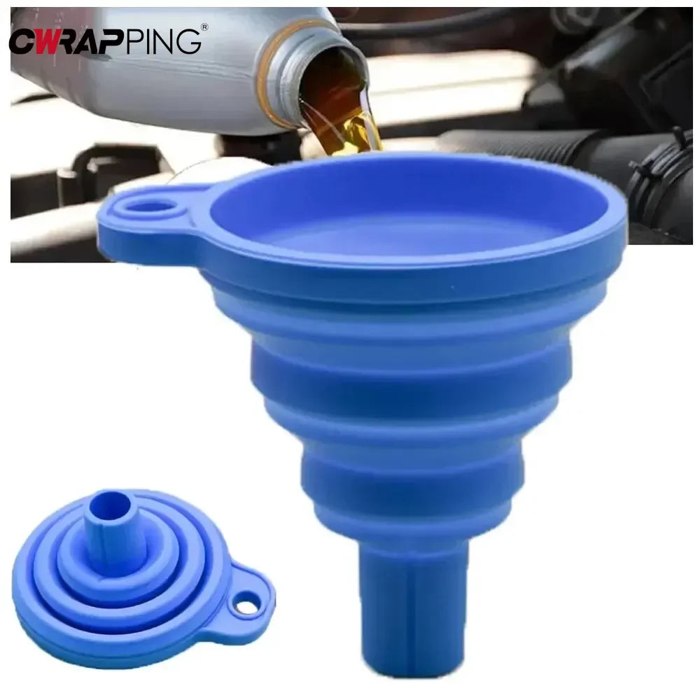 Embudo Plegable de Silicona Universal para Auto | Cambio de Aceite, Gasolina y Líquidos