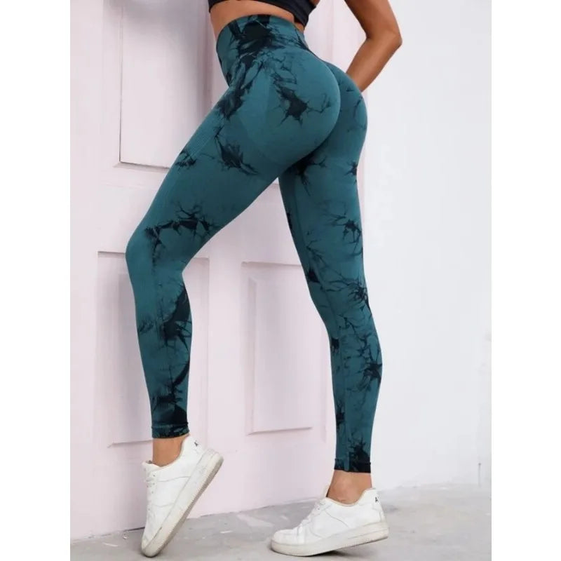 Leggings Seamless Mujer | Mallas Deportivas Cintura Alta Tie Dye Push Up Yoga y Fitness