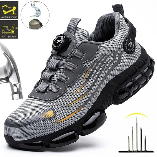 Zapatillas de Seguridad con Hebilla Giratoria – Ligeras, Transpirables y Resistentes, Suela Air Soft Antideslizante para Hombre