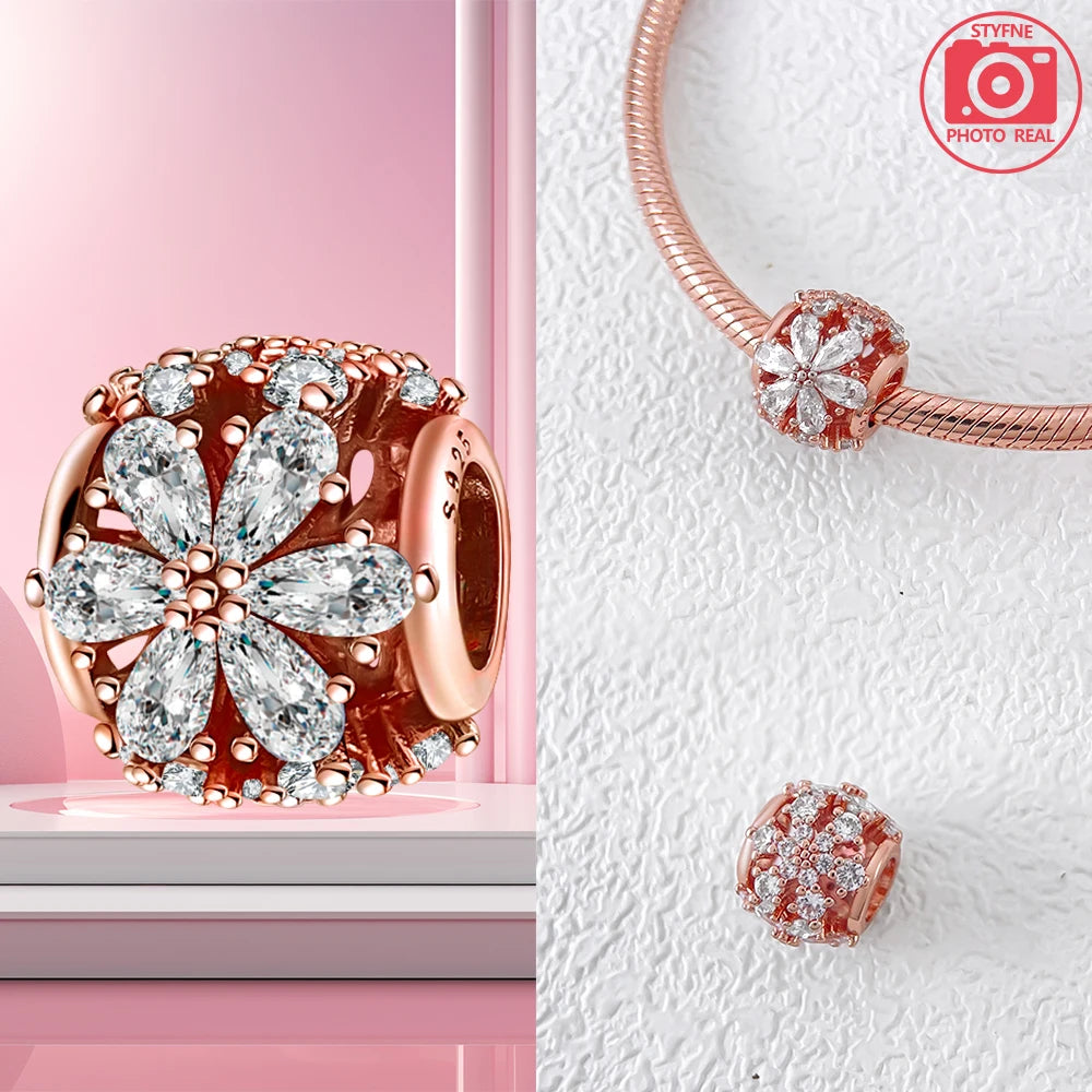 Charm Colgante Pareja Plata 925 y Oro Rosa | Compatible Pandora Original | Pulsera o Collar Mujer
