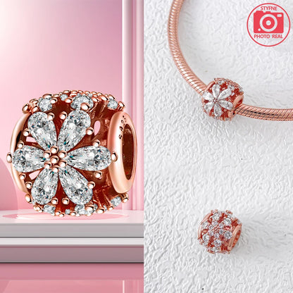 Charm Colgante Pareja Plata 925 y Oro Rosa | Compatible Pandora Original | Pulsera o Collar Mujer