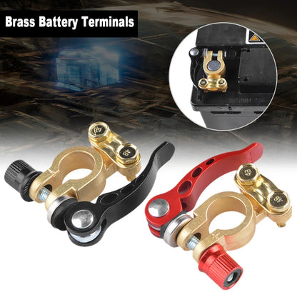 Terminales de Batería para Coche – Adaptador de Cable con Abrazaderas de Cobre, Conectores Rápidos Desconexión/Conexión para Baterías de Auto