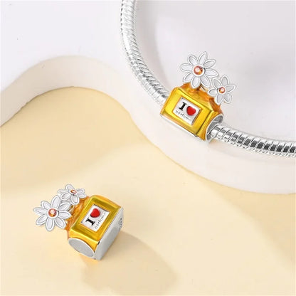 S925 Silver Color Butterfly Daisy Rose Crown Perfume Charms Beads Fit Pan Original Bracelets DIY Fine Jewelry Making Gifts