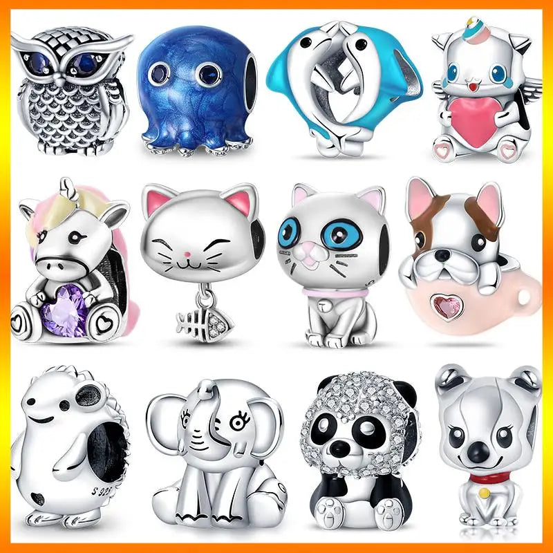 Charm animal mascota en plata 925 – Abalorio elegante para pulsera o collar tipo Pandora, joyería personalizada mujer