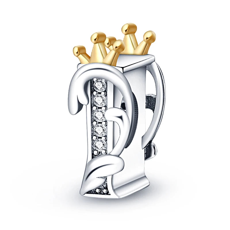 Charm letras alfabeto inglés de plata 925 – Colgante inicial A-Z para pulsera tipo Pandora, joyería DIY personalizada