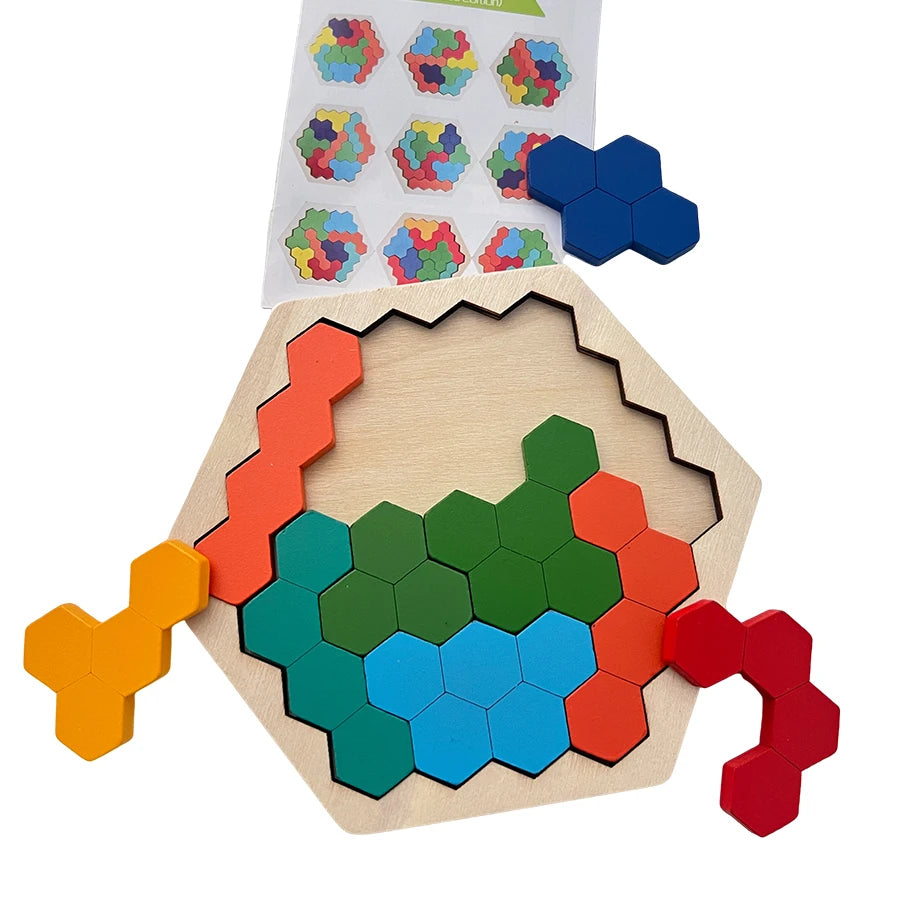 Rompecabezas Tangram de Madera – Juguete Educativo Montessori para Niños, Puzzle DIY de Aprendizaje y Entrenamiento Cognitivo