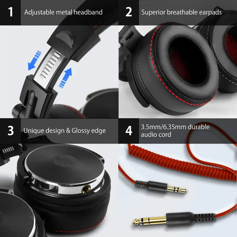 OneOdio Auriculares DJ Profesionales Studio – Hi-Res Audio, Cableado, Micrófono, Over-Ear