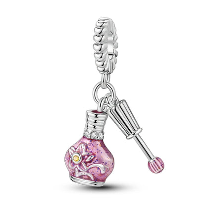 Charm Botella de Perfume en Plata 925 con Corona Rosa – Abalorio Romántico para Pulseras Tipo Qikaola, Regalo San Valentín