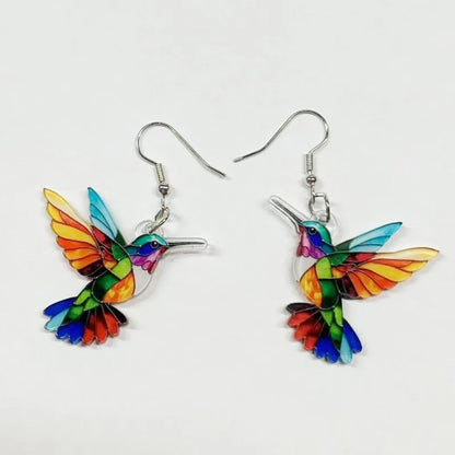 Aretes de Colibrí Coloridos – Pendientes Colgantes de Moda para Mujer, Joyería Animal Original y Divertida