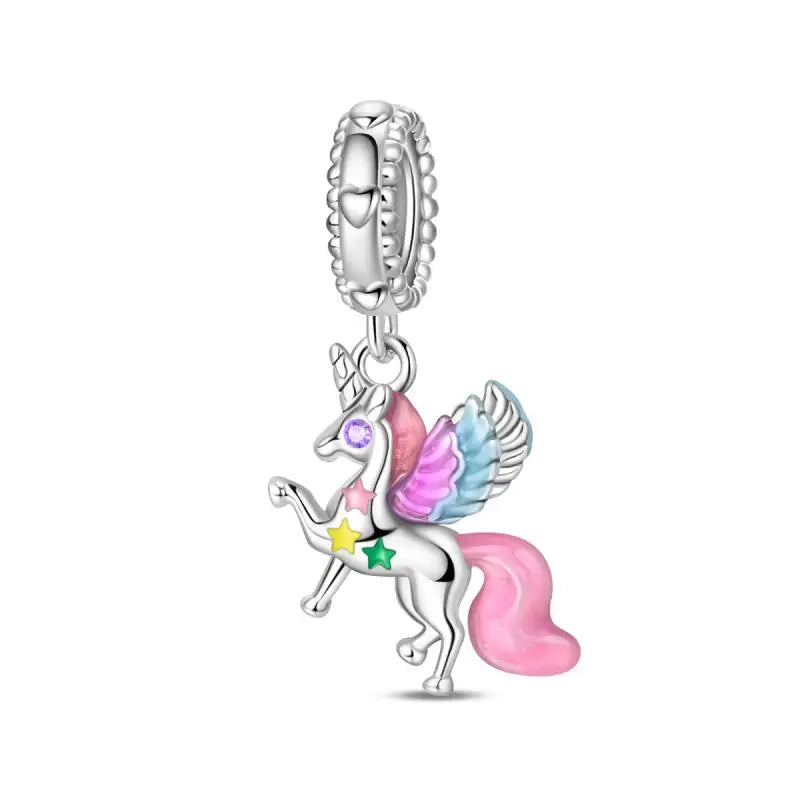 Charm Espejo Mágico Princesa Ángel Rosa en Plata 925 – Beads Compatibles Pandora Mujer Joyería DIY