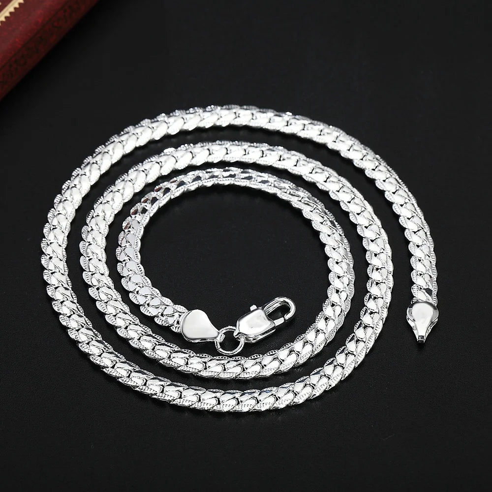 Cadena de Acero Inoxidable Color Plata 5mm | Collar Unisex 20-60cm | Joyería de Moda para Hombre y Mujer | Boda y Regalo