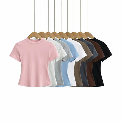 Camiseta Mujer Casual 2024 | T-shirt Slim Fit Manga Corta Sexy Básica Estilo Y2K