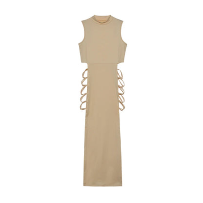 Vestido Bodycon Mujer | Vestido Sexy Sin Mangas con Cut Out y Cuello Alto