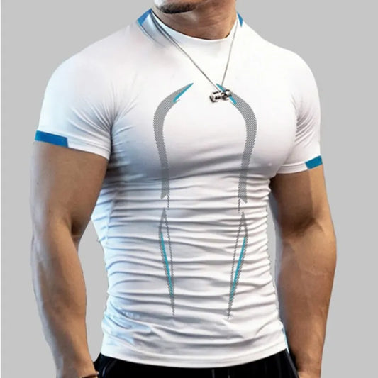 Camiseta Compresiva para Hombre – Fitness, Gym, Running y Superhéroe, Entrenamiento, Transpirable, Secado Rápido, Manga Corta