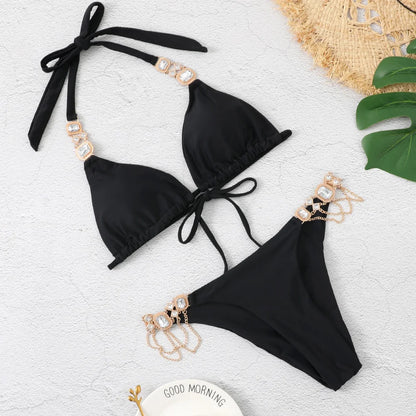 Bikini Sexy Mujer 2025 | Push-Up con Rhinestones Playa y Piscina