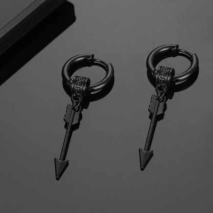 Aretes Punk de Acero Inoxidable Negro – 1 Par de Pendientes Unisex Estilo Hip Hop Vintage