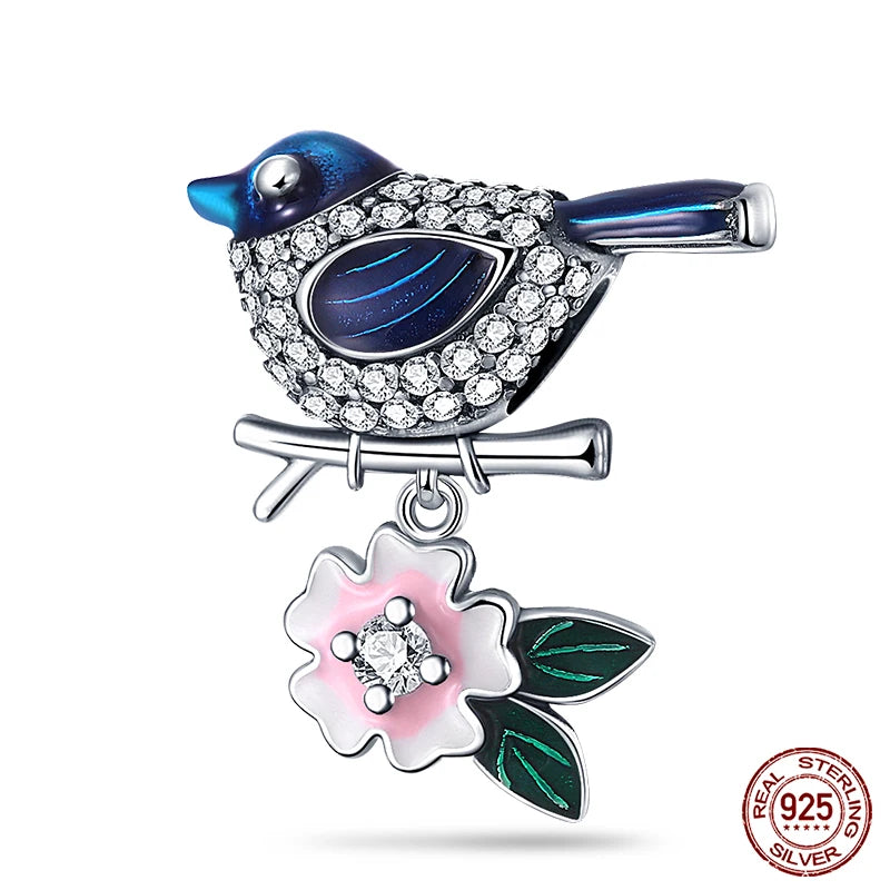 100% 925 Sterling Silver Creative Blue Luminous Firefly Charms Pendants Fit Qikaola 925 Original Bracelets DIY Birthday Jewelry