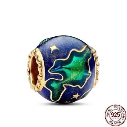 Charm camaleón y luciérnaga que brilla en la oscuridad – Plata 925 para pulsera tipo Pandora, joyería DIY única