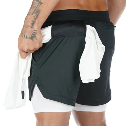 Short Deportivo Hombre 2 en 1 | Shorts de Running, Gimnasio y Entrenamiento | Secado Rápido Verano