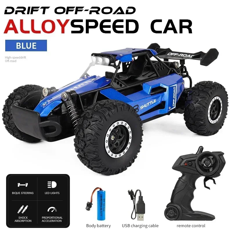 Coche RC 2.4GHz con Luces LED | Auto de Control Remoto 2WD Alta Velocidad Todoterreno para Niños