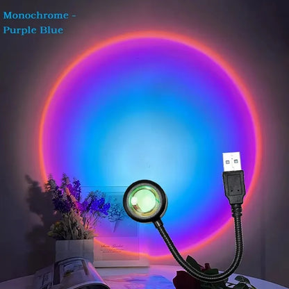 Lámpara LED USB Sunset Ambiance – Luz de Atardecer, Proyector Arcoíris 360°, Fotografía, Decoración y Ambiente