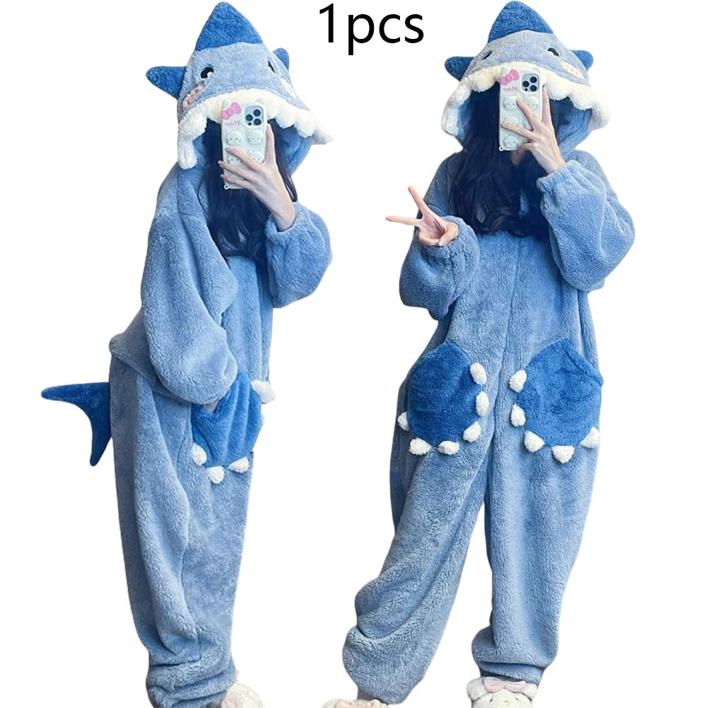 Pijama Enterizo Mujer Tiburón Unicornio | Kigurumi Invierno Cosplay