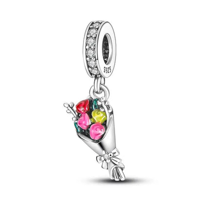 Charm princesa ángel rosa plata 925 – Abalorio de cumpleaños para pulsera tipo Pandora mujer