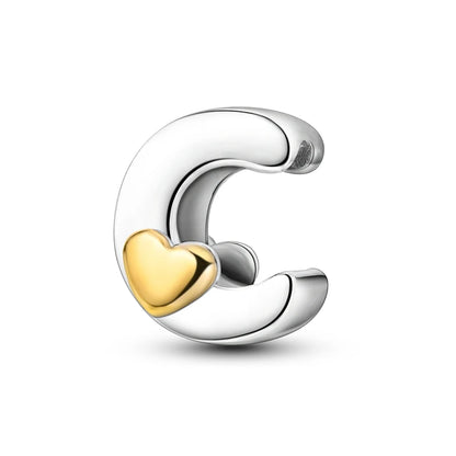 Charm letras alfabeto inglés de plata 925 – Colgante inicial A-Z para pulsera tipo Pandora, joyería DIY personalizada