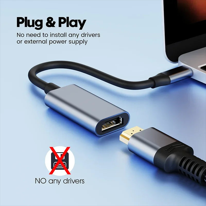 Adaptador USB-C a HDMI 4K – Cable convertidor USB 3.1 macho a HDTV hembra para laptop, tablet, MacBook y TV