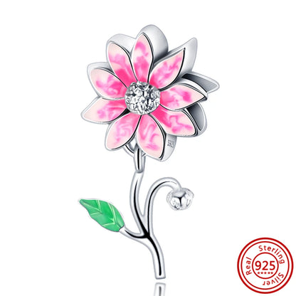 Charm trébol verde dopamina en plata 925 – Flor del bosque para pulsera DIY compatible Pandora mujer