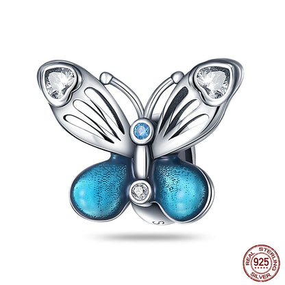 100% 925 Sterling Silver Creative Blue Luminous Firefly Charms Pendants Fit Qikaola 925 Original Bracelets DIY Birthday Jewelry