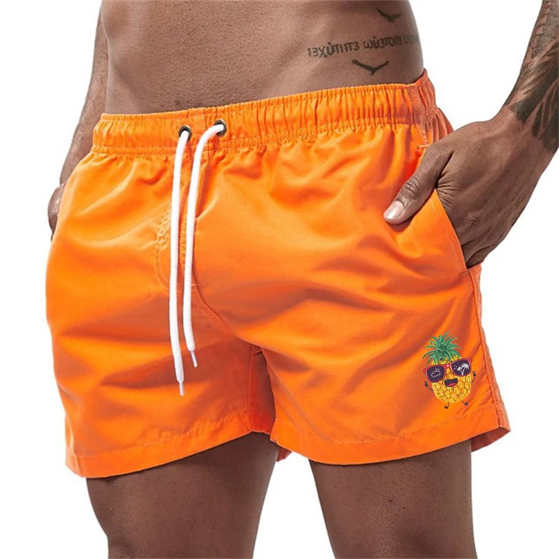 Bañador Hombre Piñas Verano | Shorts Playa Secado Rápido con Bolsillos y Forro – Swimwear Tropical