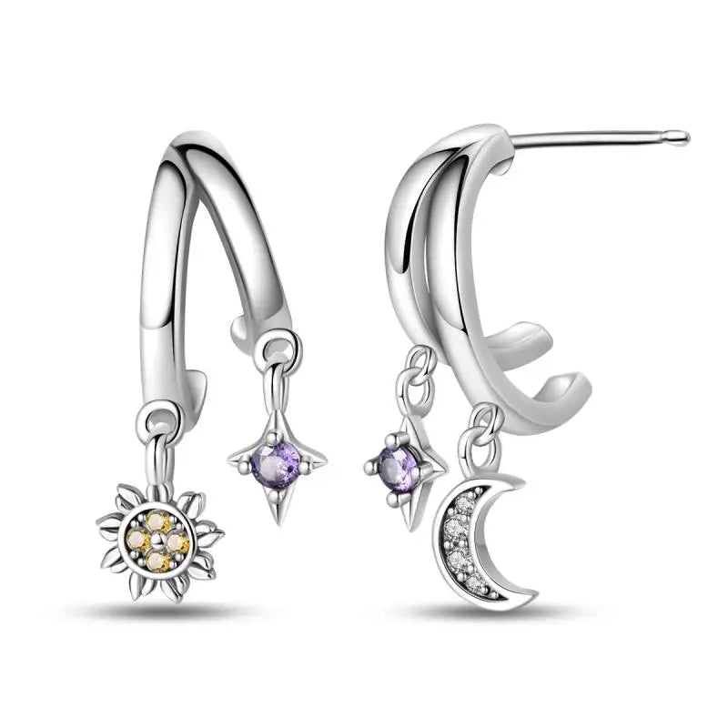 Aretes Primavera Plata 925 | Abeja, Flor y Mariposa | Aros Dobles Mujer