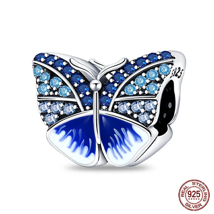 100% 925 Sterling Silver Creative Blue Luminous Firefly Charms Pendants Fit Qikaola 925 Original Bracelets DIY Birthday Jewelry