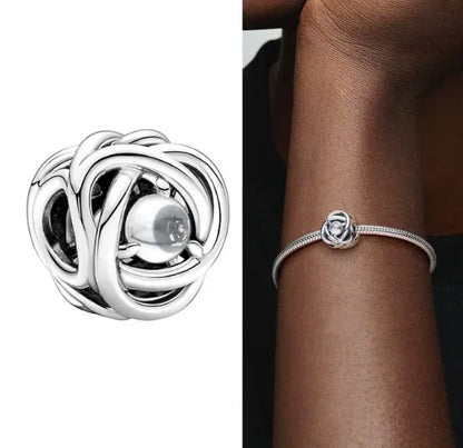 Charm Corazón con Piedras de Nacimiento en Plata 925 – Abalorios Eternity para Pulseras Originales Mujer