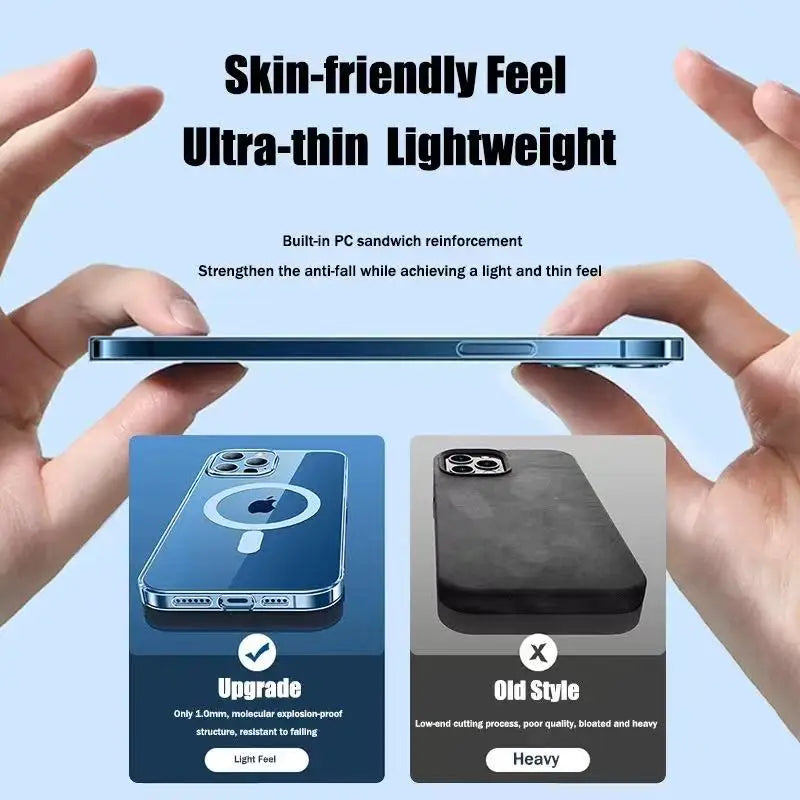 Funda Original Compatible con MagSafe | Carcasa Transparente Rígida HD con Carga Inalámbrica Magnética | Para iPhone 16 15 14 13 12 11 Pro Max Plus
