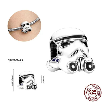 Charm Star Wars Mandalorian en Plata 925 – Abalorio Yoda y Casco Mandalorian para Pulsera Original Mujer