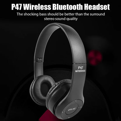 Stereo P47 Headset 5.0 Bluetooth Headset Folding Series Wireless Sports Game Headset for HuaWei XiaoMi