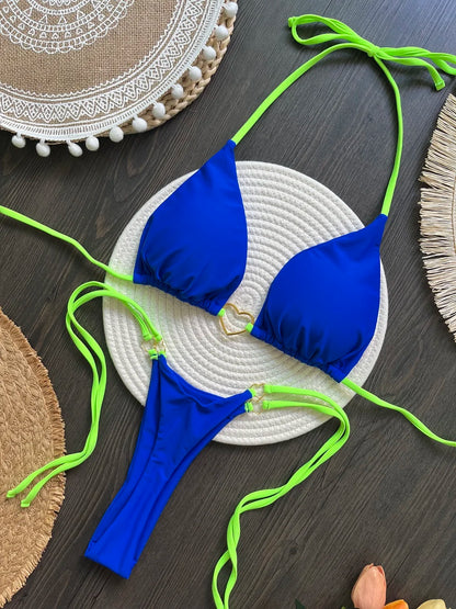 Bikini Sexy Mujer Halter | Set de Baño 2 Piezas Triángulo Tanga Brasileño RUOTONSEPT