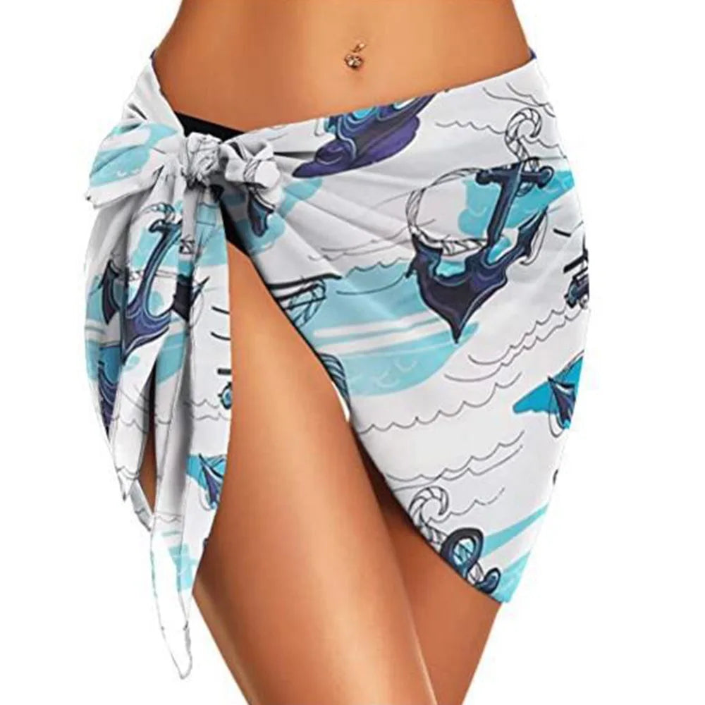 Falda Playera Mujer 2025 | Sarong Corto Chiffon Cubrebikini Verano