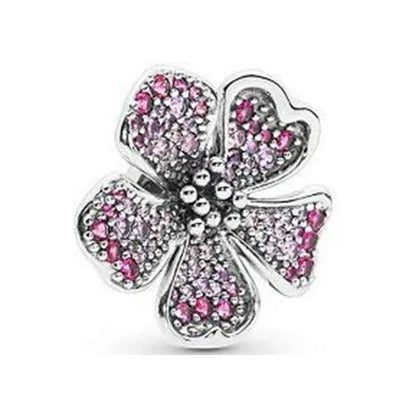 Charm Plata 925 Flores Rosadas | Cerezo y Margarita Brillante Compatible Pandora