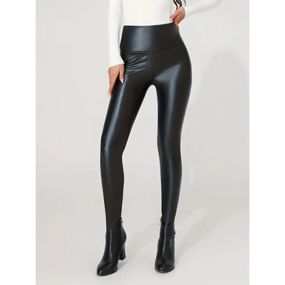 Leggings de Mujer en Cuero PU | Pantalón Sexy Cintura Alta Ajustado y Colorido Estilo Oversized