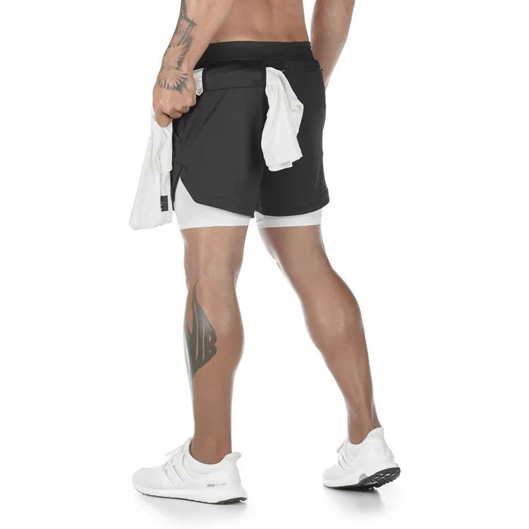 Shorts Deportivos 2 en 1 para Hombre – Gym, Fitness y Running con Compresión, Secado Rápido y Estiramiento